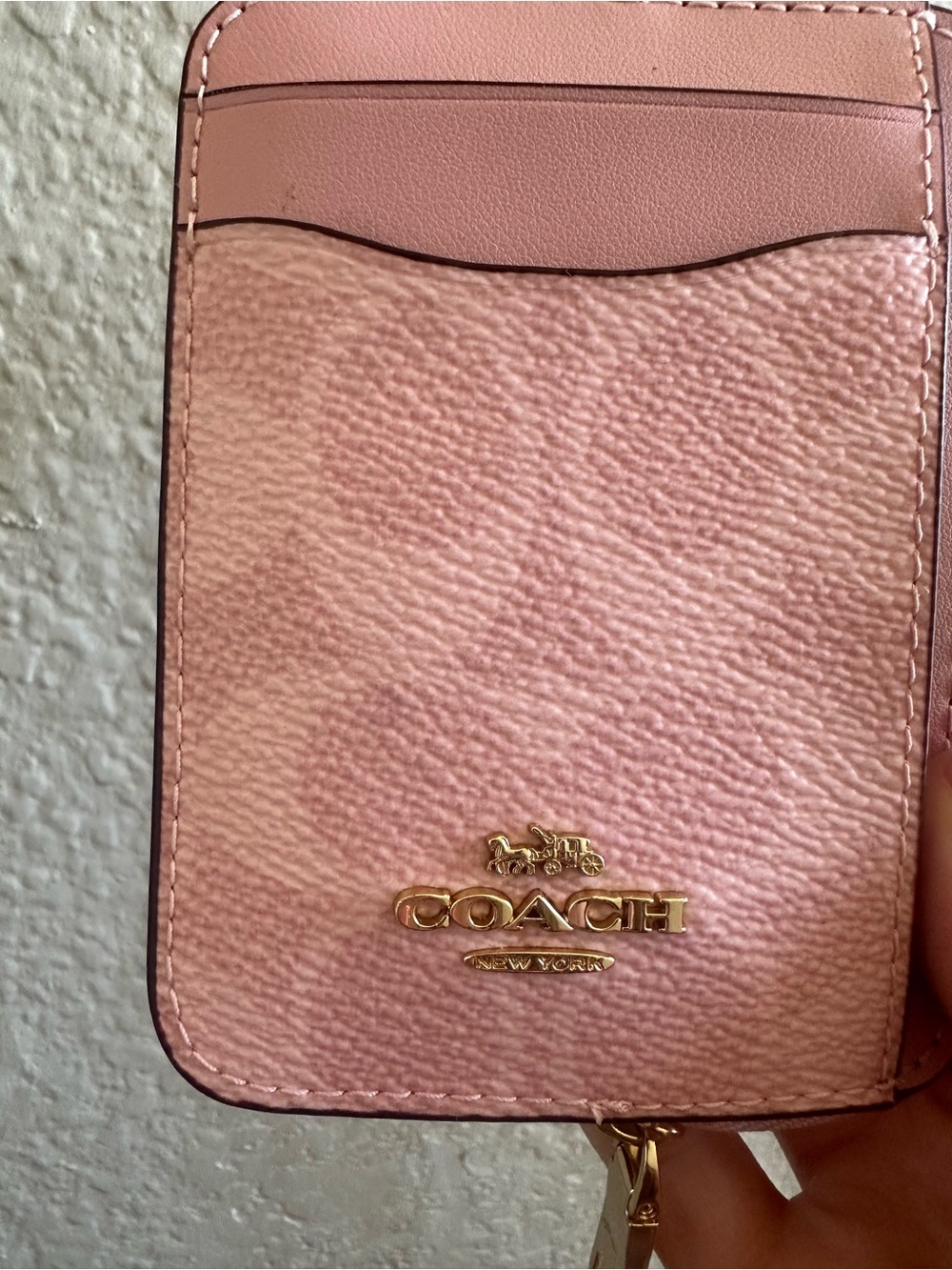 Coach Pink Textured Leather wallet with Gold Logo - Picture 8 of 8